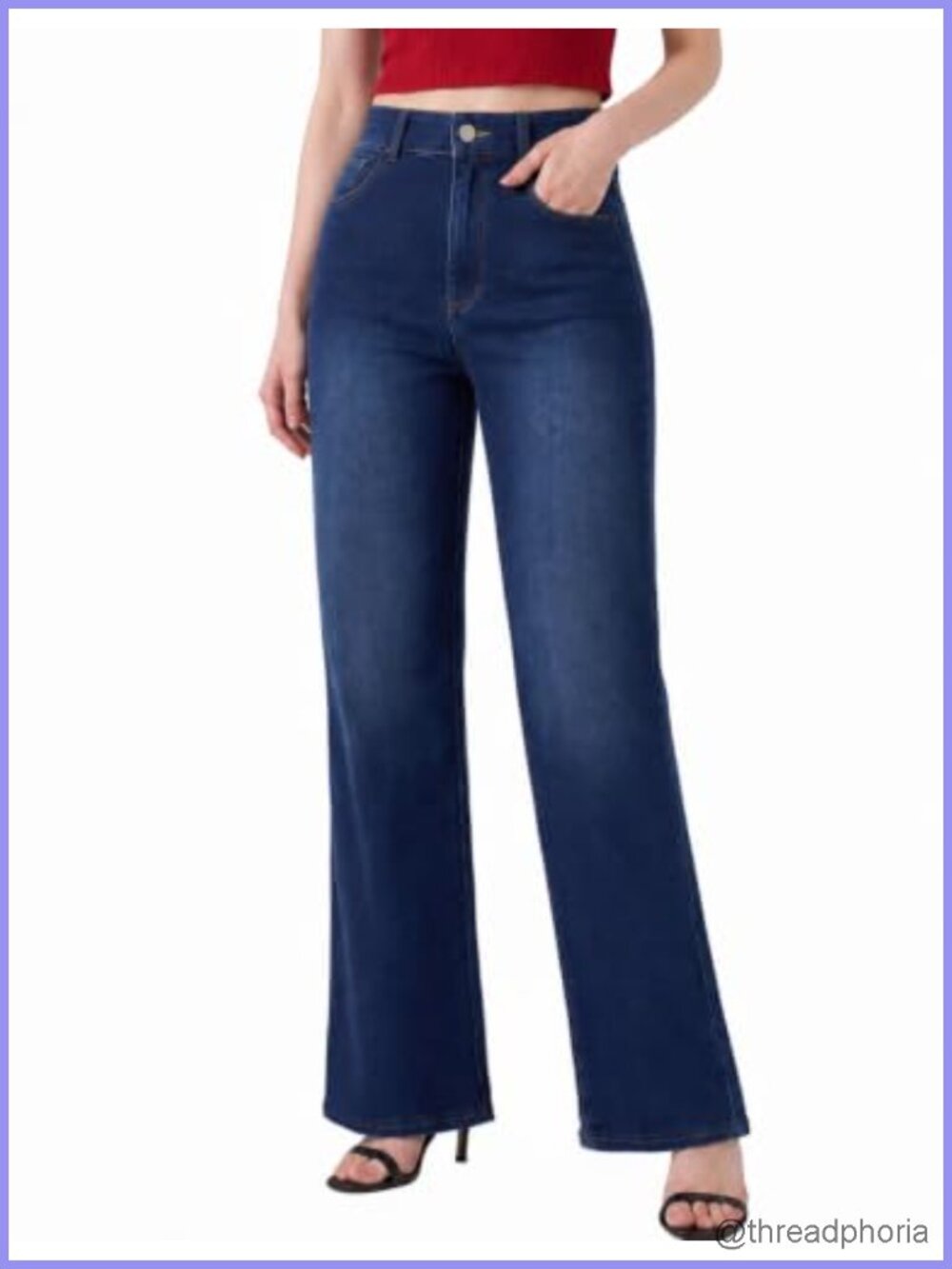 Womens Flare Bootcut Jeans High Waist Stretch Denim with Pockets